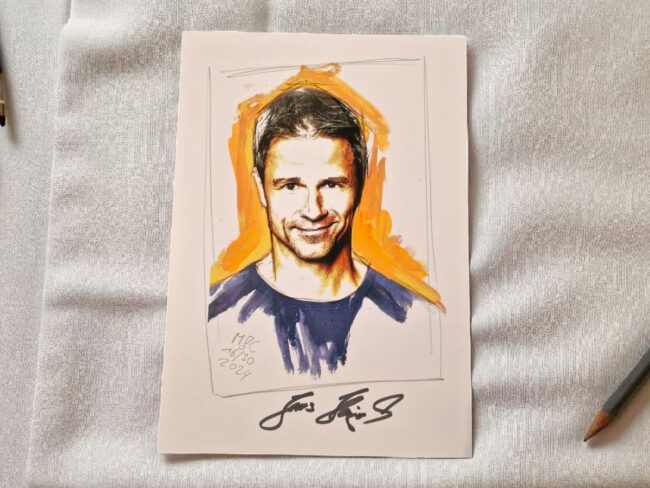 Signierter, limitierter Art Print von Jens Hajek (DIN A4), individuell veredelt von Michael Strogies – Heroes in Town.